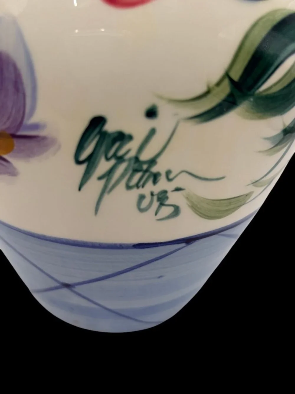 Vintage Gail Pittman “Annabella” Hand-Painted Art Pottery Vase Signed 1995